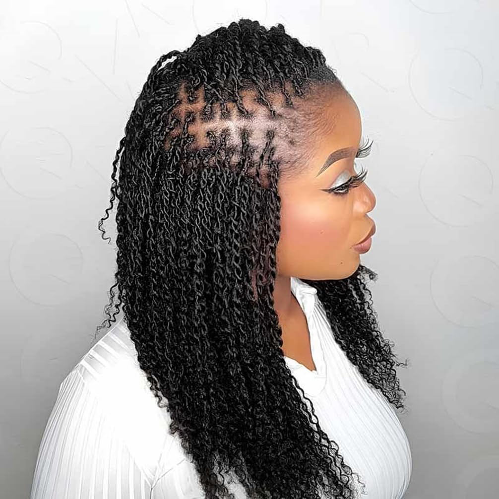 QVR Afro Kinkys Bulk Human Hair for Dreadlock Extensions Repair Locs 150 Gram, Dark Brown 14inches Mini Spring Twist Braiding Afro Kinky Human Hair for LocKs