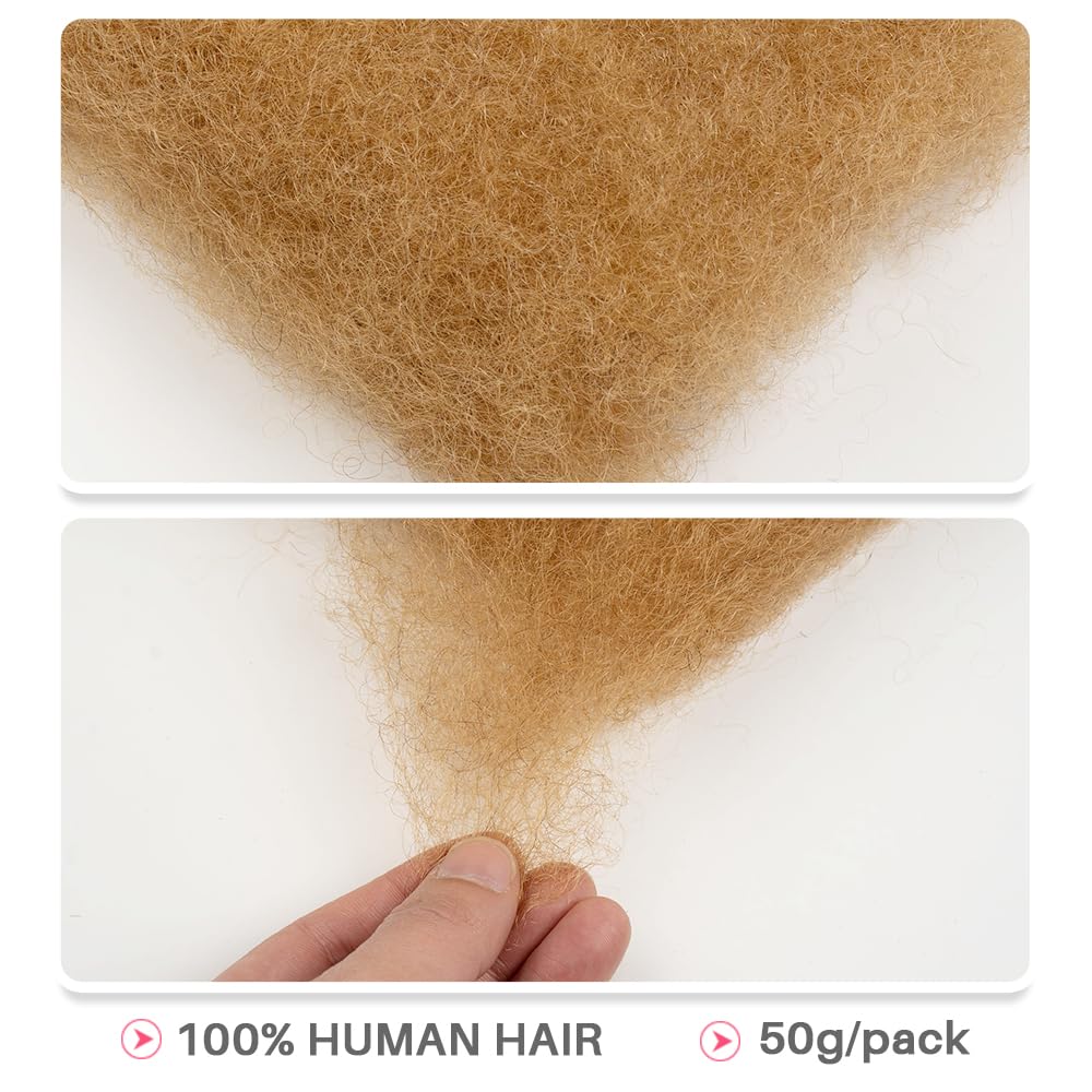 QVR Afro Kinkys Bulk Human Hair for Dreadlock Extensions Repair Locs 150 Gram, Dark Brown 14inches Mini Spring Twist Braiding Afro Kinky Human Hair for LocKs
