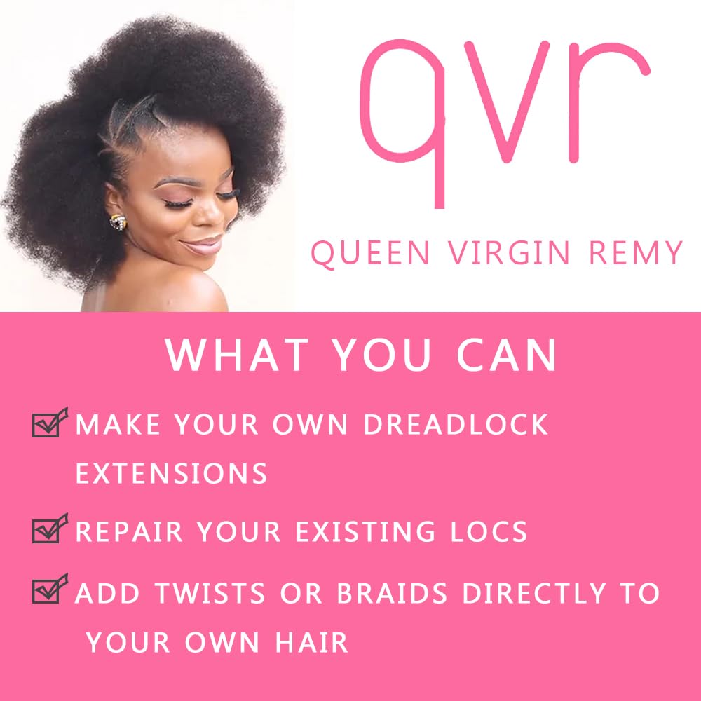 QVR Afro Kinkys Bulk Human Hair for Dreadlock Extensions Repair Locs 50 Gram/Pack,Auburn Brown Color 18 inches Mini Twist Braiding Afro Kinky Human Hair for Locs