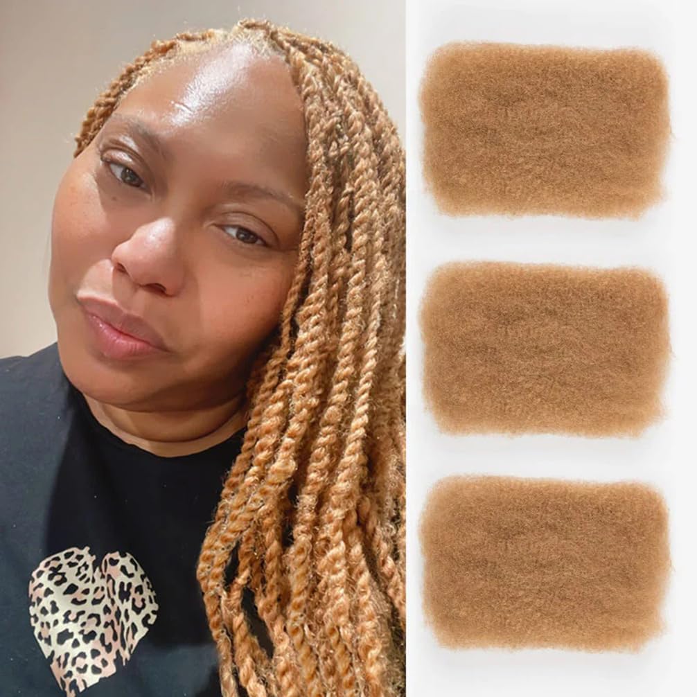 QVR Afro Kinkys Bulk Human Hair for Dreadlock Extensions Repair Locs 150 Gram, Dark Brown 14inches Mini Spring Twist Braiding Afro Kinky Human Hair for LocKs