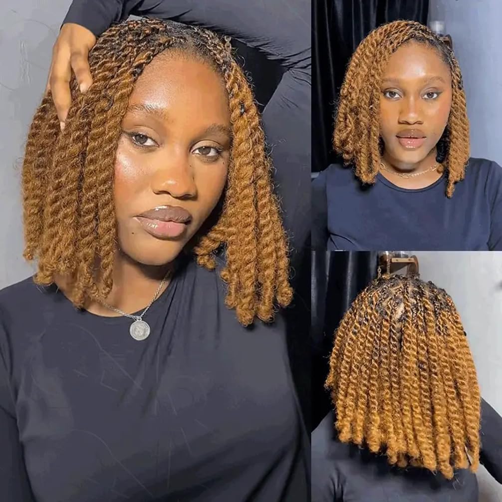 QVR Afro Kinkys Bulk Human Hair for Dreadlock Extensions Repair Locs 150 Gram, Dark Brown 14inches Mini Spring Twist Braiding Afro Kinky Human Hair for LocKs