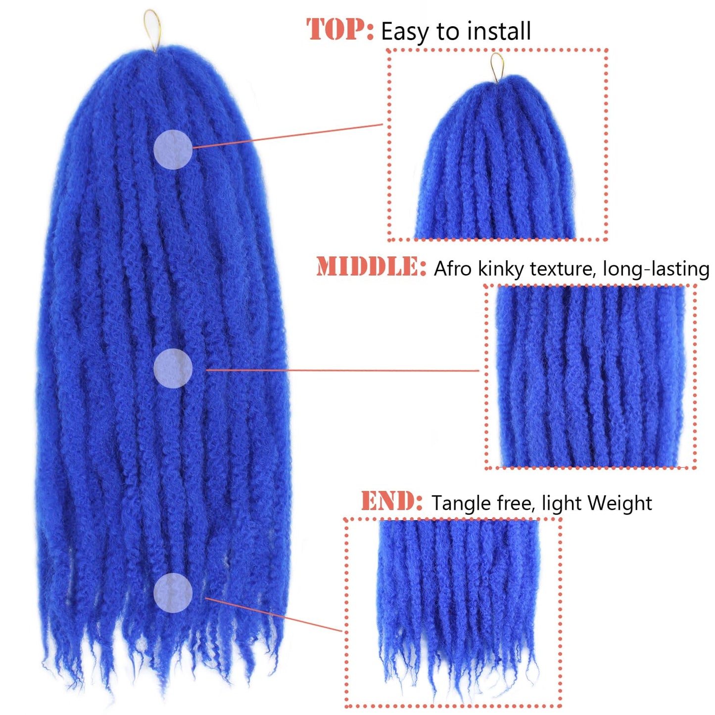 Vustbeauty Marley Twist Braiding Hair 24 Inch Marley Twist Hair Long Cuban Twist Hair 8 Packs Afro Kinky Curly Twist Crochet Hair Synthetic Marley Hair Extensions (24 Inch 8packs, 1B)