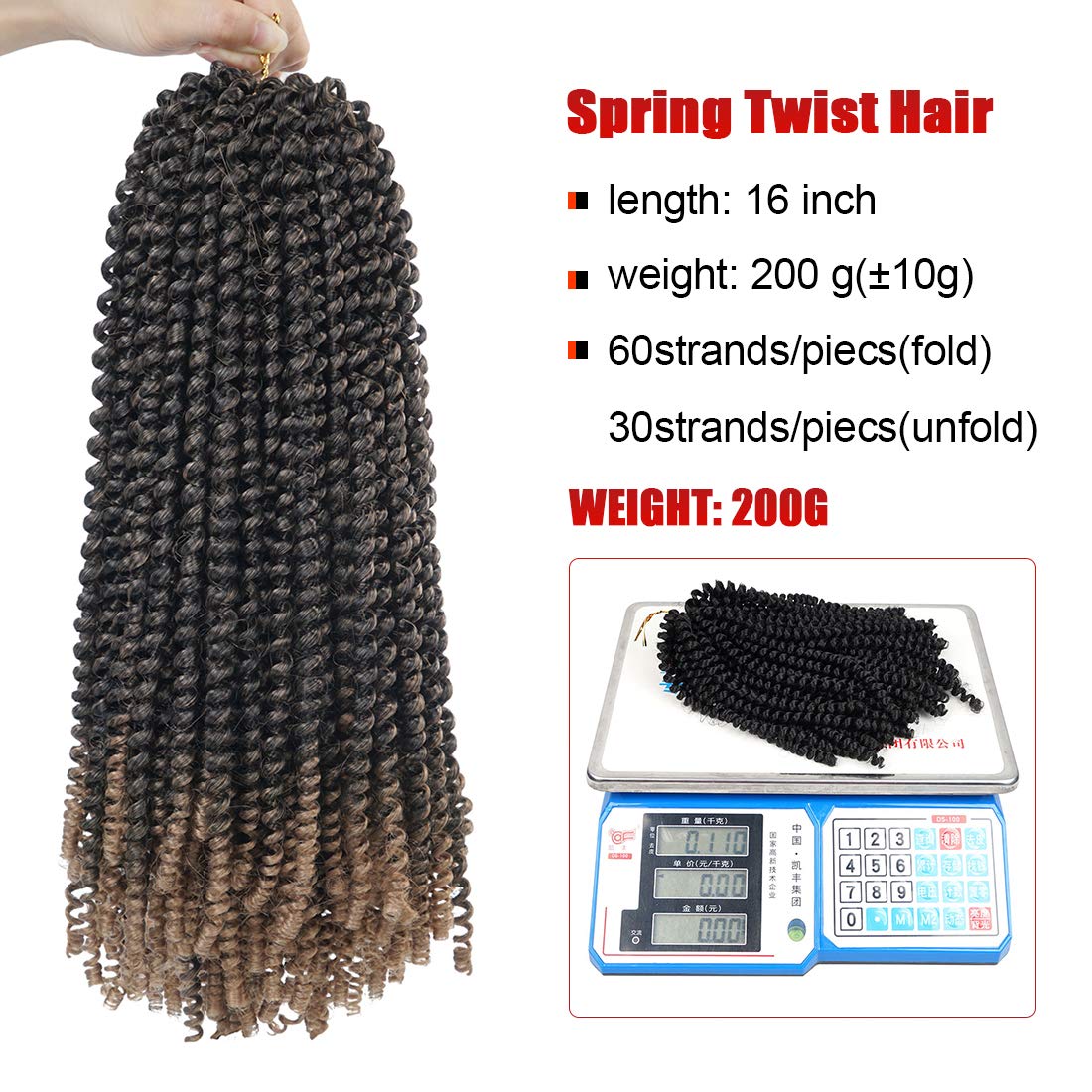 Beyond Beauty Spring Twist Crochet Hair 90strands 8 Inch Fluffy Spring Twists Braiding,Spring Twist Crochet Braids Bomb for Black Women (1B)