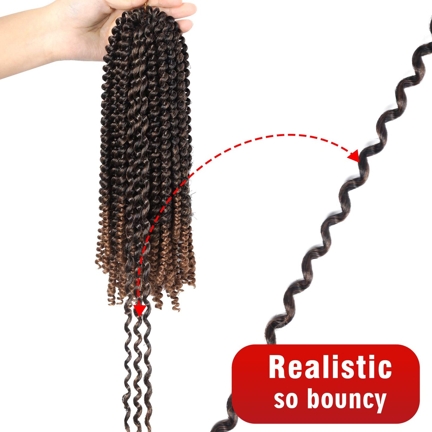 Beyond Beauty Spring Twist Crochet Hair 90strands 8 Inch Fluffy Spring Twists Braiding,Spring Twist Crochet Braids Bomb for Black Women (1B)