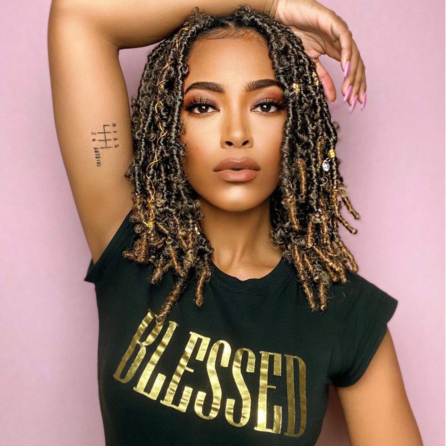 Beyond Beauty Spring Twist Crochet Hair 90strands 8 Inch Fluffy Spring Twists Braiding,Spring Twist Crochet Braids Bomb for Black Women (1B)
