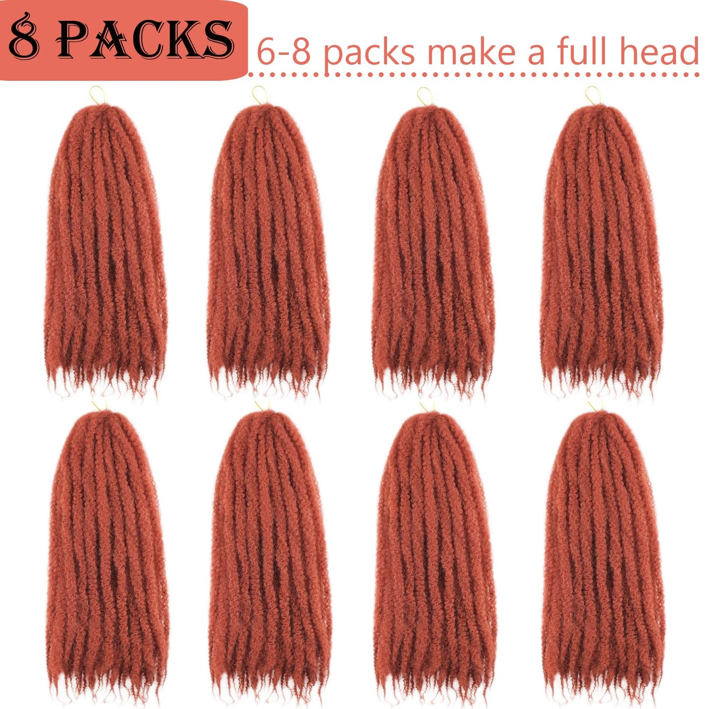 Vustbeauty Marley Twist Braiding Hair 24 Inch Marley Twist Hair Long Cuban Twist Hair 8 Packs Afro Kinky Curly Twist Crochet Hair Synthetic Marley Hair Extensions (24 Inch 8packs, 1B)